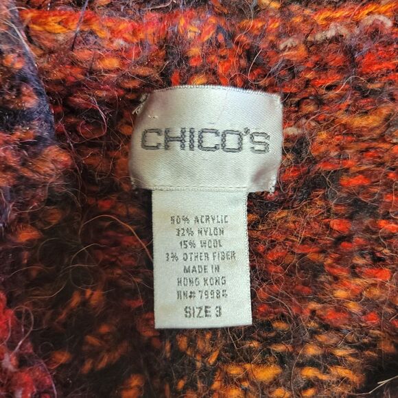 Chicos Red Black Wool Blend Long Coatigan Chicos Size 3/XL/16 - Picture 6 of 9